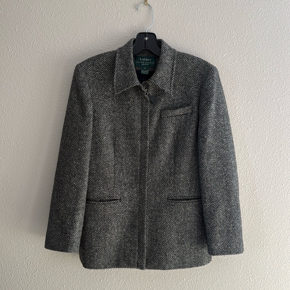 Ralph Lauren Green Label Herringbone Pure New Wool Jacket - 6 Petite
